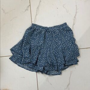 Blue Floral Ruffle Skirt